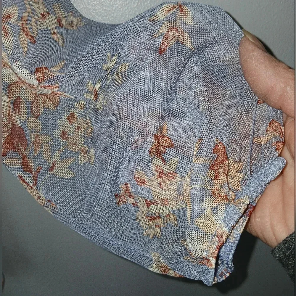 Rue 21 blue sheer fairycore pheasant sleeve top size S (juniors) Y2K cottagecore